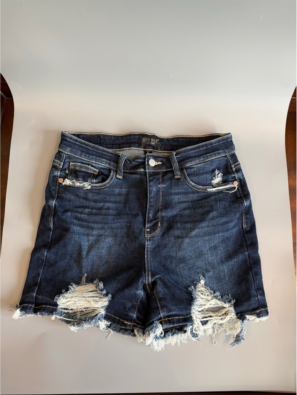 Judy Blue Dark Blue Denim Shorts Distressed JB15254DK Casual Streetwear Summer